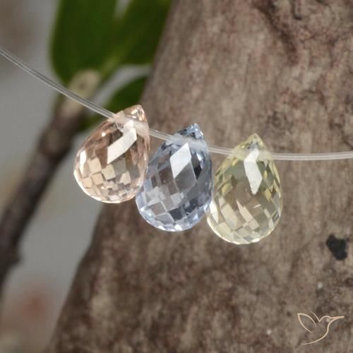 Pedras preciosas de safira multicolorido natural de 2,07 ct, briolete, VVS