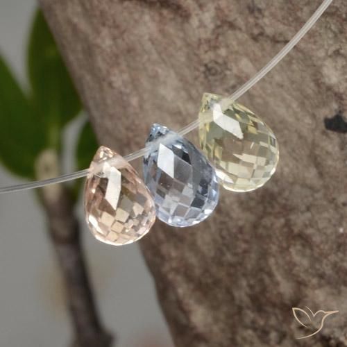 Pedras preciosas de safira multicolorido natural de 2,07 ct, briolete, VVS