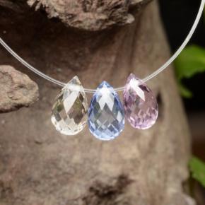 Pedras preciosas de safira multicolorido natural de 2,16 ct, briolete, VVS