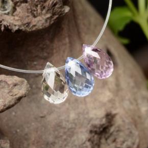Pedras preciosas de safira multicolorido natural de 2,16 ct, briolete, VVS