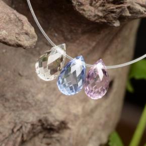 Pedras preciosas de safira multicolorido natural de 2,16 ct, briolete, VVS
