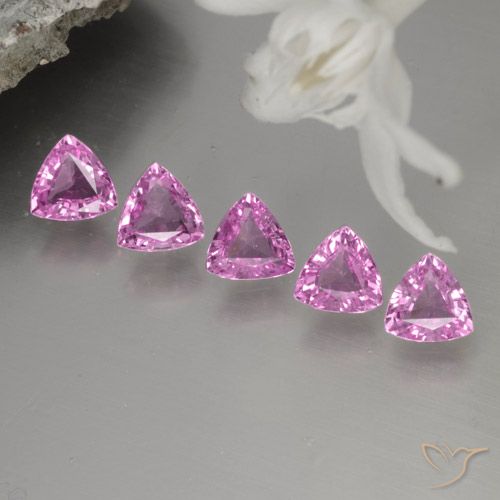 Pedras preciosas de safira rosa natural de 1,20 ct, trillion, VVS-VS