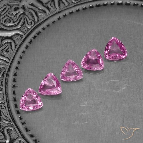 Pedras preciosas de safira rosa natural de 1,22 ct, trillion, VVS-VS