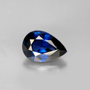 Safira azul natural 1,19ct, formato de pêra, VVS