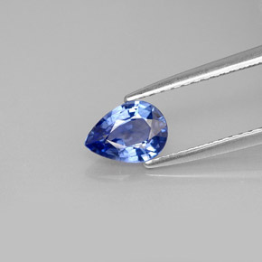 Safira azul natural 0,81ct, formato de pêra, VVS