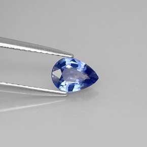 Safira azul natural 0,81ct, formato de pêra, VVS