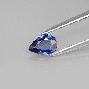Safira azul natural 0,66ct, formato de pêra, VVS