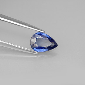 Safira azul natural 0,66ct, formato de pêra, VVS