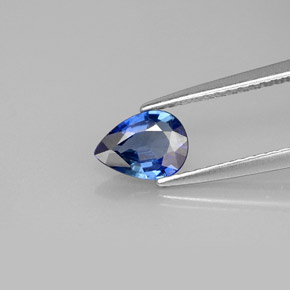 Safira azul natural 0,69ct, formato de pêra, VVS