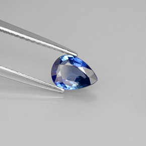 Safira azul natural 0,69ct, formato de pêra, VVS
