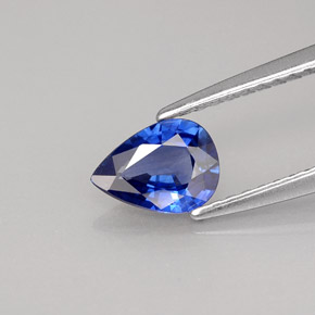 Safira azul natural 0,66ct, formato de pêra, VS