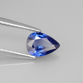 Safira azul natural 0,66ct, formato de pêra, VS
