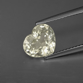 Safira branco natural 2,41ct, formato de coração, VS