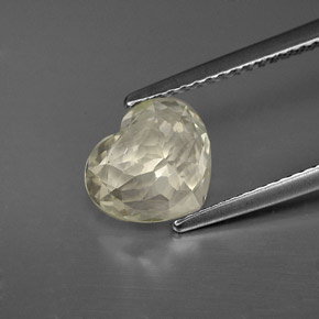 Safira branco natural 2,41ct, formato de coração, VS