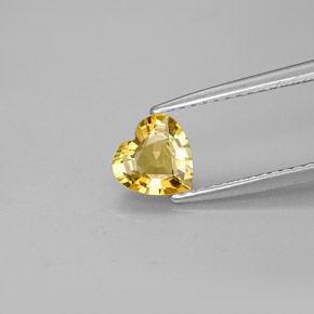 Safira amarelo natural 0,79ct, formato de coração, VVS-VS