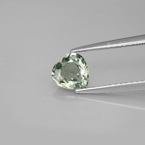 Safira verde natural 0,96ct, formato de coração, VVS-VS
