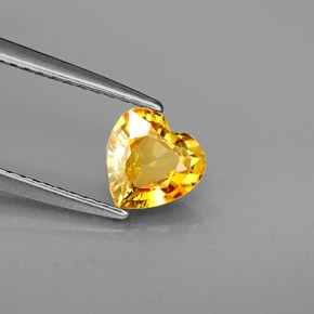 Safira amarelo natural 0,88ct, formato de coração, VVS-VS