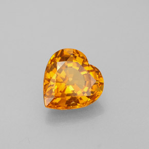 Safira laranja natural 1,05ct, formato de coração, VVS-VS