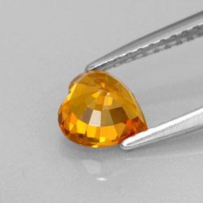 Safira laranja natural 1,05ct, formato de coração, VVS-VS