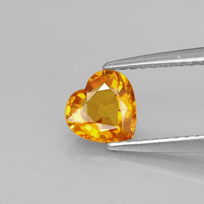 Safira laranja natural 0,95ct, formato de coração, VVS