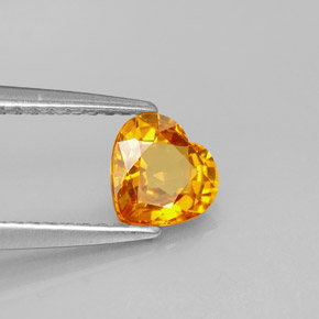Safira laranja natural 0,95ct, formato de coração, VVS