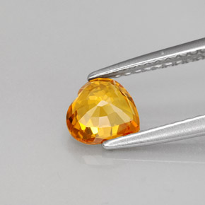 Safira laranja natural 0,95ct, formato de coração, VVS