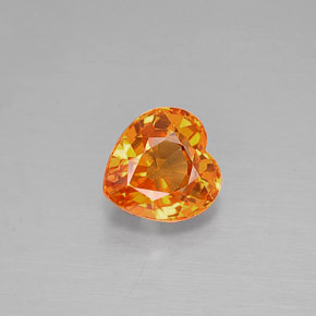 Safira laranja natural 1,12ct, formato de coração, VVS-VS
