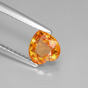 Safira laranja natural 1,12ct, formato de coração, VVS-VS