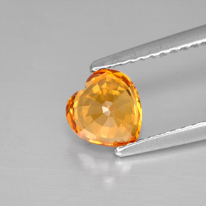 Safira laranja natural 1,12ct, formato de coração, VVS-VS