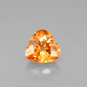 Safira laranja natural 1,07ct, formato de coração, VVS-VS