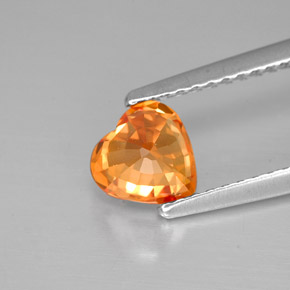 Safira laranja natural 1,07ct, formato de coração, VVS-VS