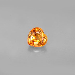 Safira laranja natural 1,07ct, formato de coração, VS