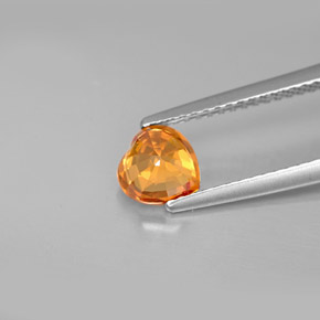Safira laranja natural 1,07ct, formato de coração, VS