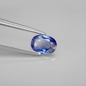 Safira azul natural 0,75ct, corte oval, VVS-VS