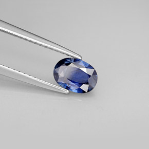Safira azul natural 0,76ct, corte oval, VS