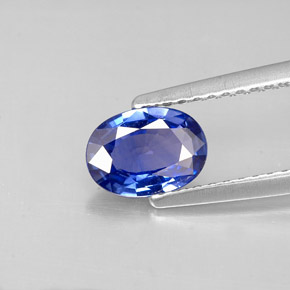 Safira azul natural 0,85ct, corte oval, VS