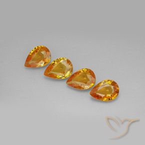 Pedras preciosas de Safira Laranja escuro-dourado natural de 3.19 ct, Formato de pêra, VVS-VS