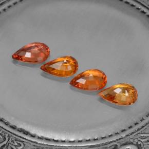 Pedras preciosas de safira laranja natural de 2,99 ct, formato de pêra, VVS-VS