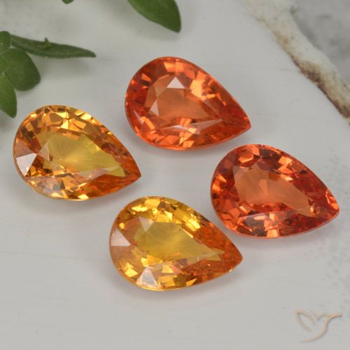 Pedras preciosas de safira laranja natural de 3,85 ct, formato de pêra, VVS-VS