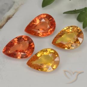 Pedras preciosas de safira laranja natural de 3,85 ct, formato de pêra, VVS-VS