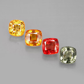 Pedras preciosas de safira multicolorido natural de 2,79 ct, almofada cortada, VVS-VS
