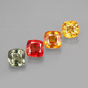 Pedras preciosas de safira multicolorido natural de 2,79 ct, almofada cortada, VVS-VS