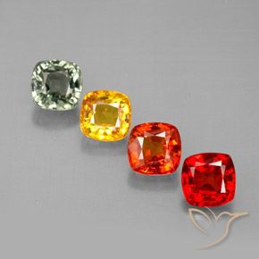 Pedras preciosas de safira multicolorido natural de 2,67 ct, almofada cortada, VVS-VS