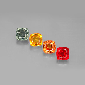 Pedras preciosas de safira multicolorido natural de 2,70 ct, almofada cortada, VVS-VS