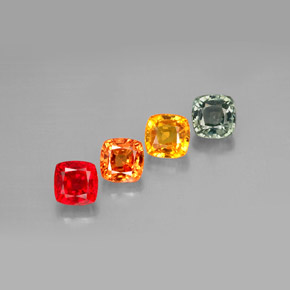 Pedras preciosas de safira multicolorido natural de 2,70 ct, almofada cortada, VVS-VS