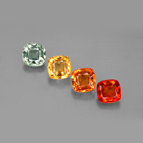 Pedras preciosas de safira multicolorido natural de 2,79 ct, almofada cortada, VVS-VS