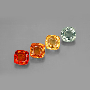 Pedras preciosas de safira multicolorido natural de 2,79 ct, almofada cortada, VVS-VS