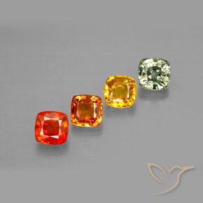 Pedras preciosas de safira multicolorido natural de 2,64 ct, almofada cortada, VVS-VS