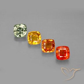 Pedras preciosas de safira multicolorido natural de 2,64 ct, almofada cortada, VVS-VS