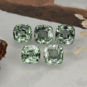 Pedras preciosas de safira verde natural de 3,66 ct, almofada cortada, VVS-VS